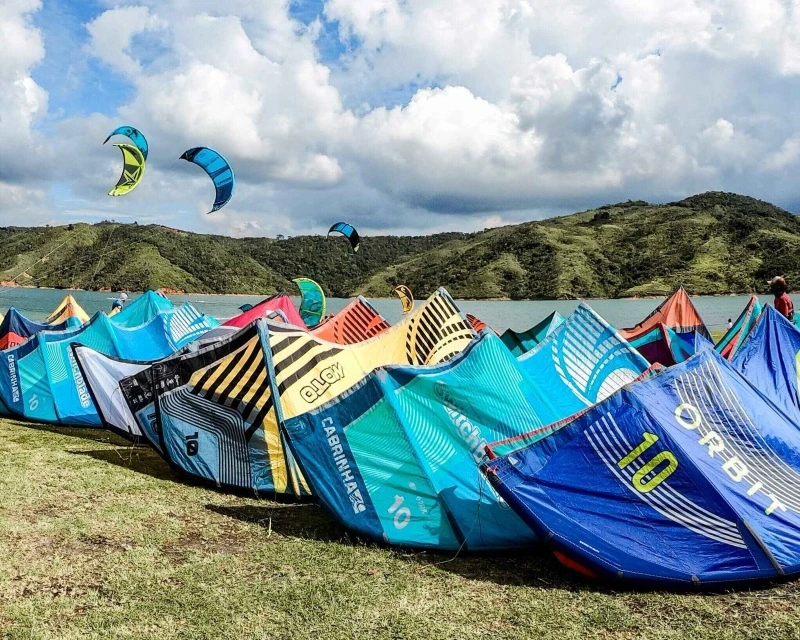Paragliding over scenic hills